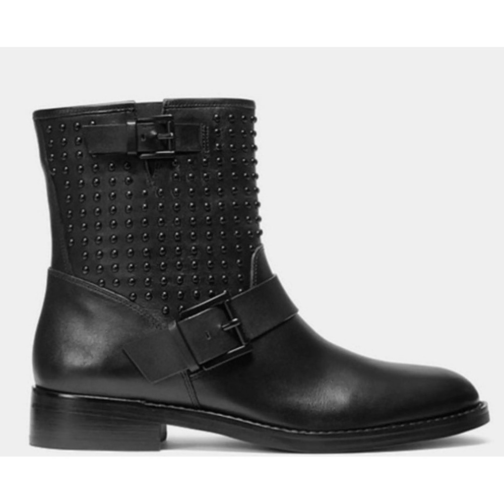 Michael Kors Reeves Studded Leather Moto Bootie size 6.5 Buckle - Picture 1 of 11